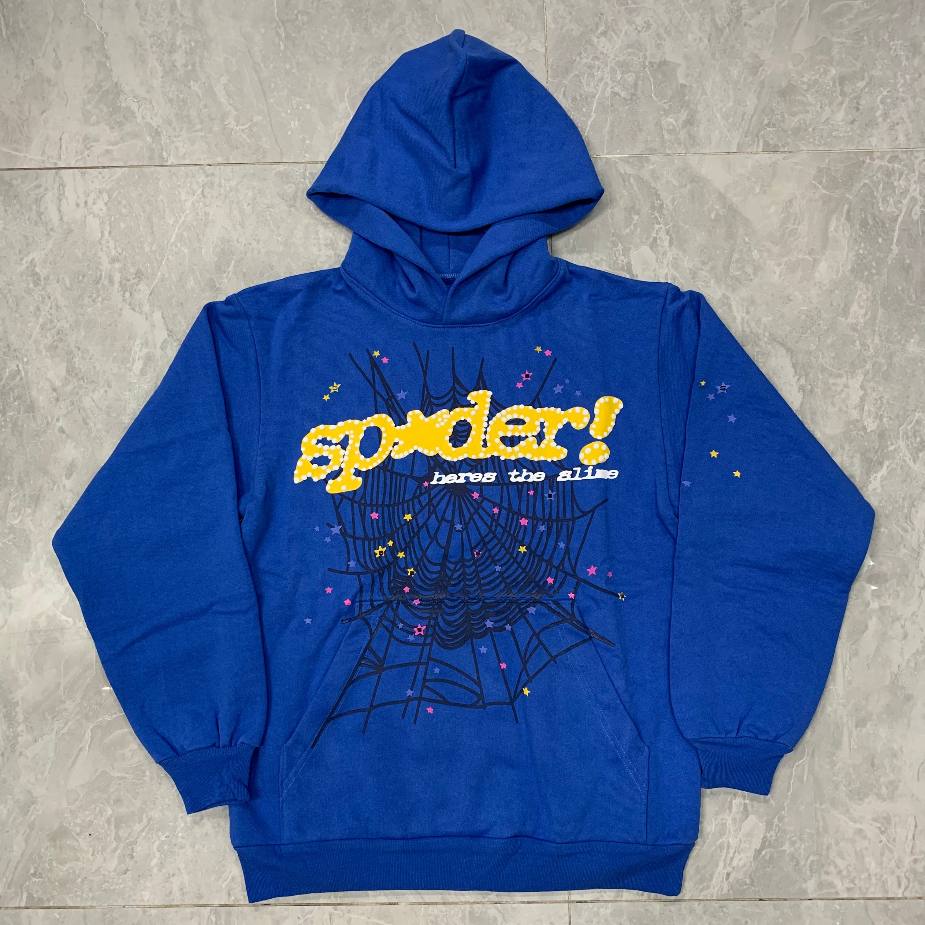 SP5DER blue webs hoodie men's