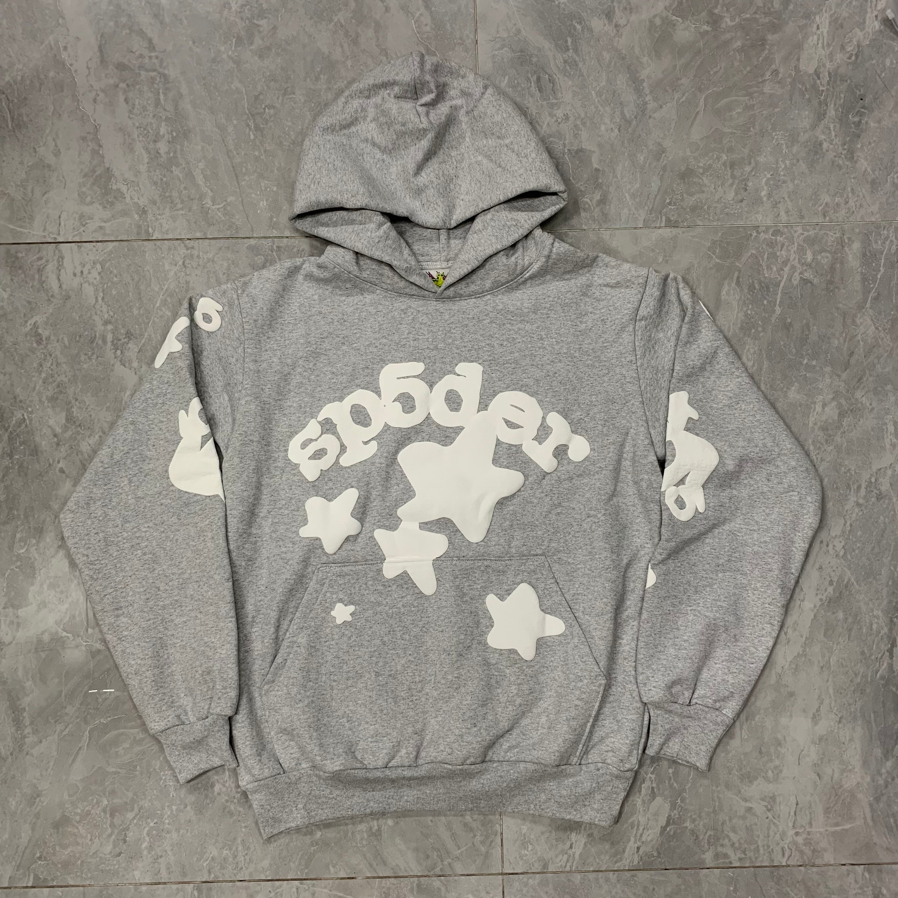SP5DER gray hoodie